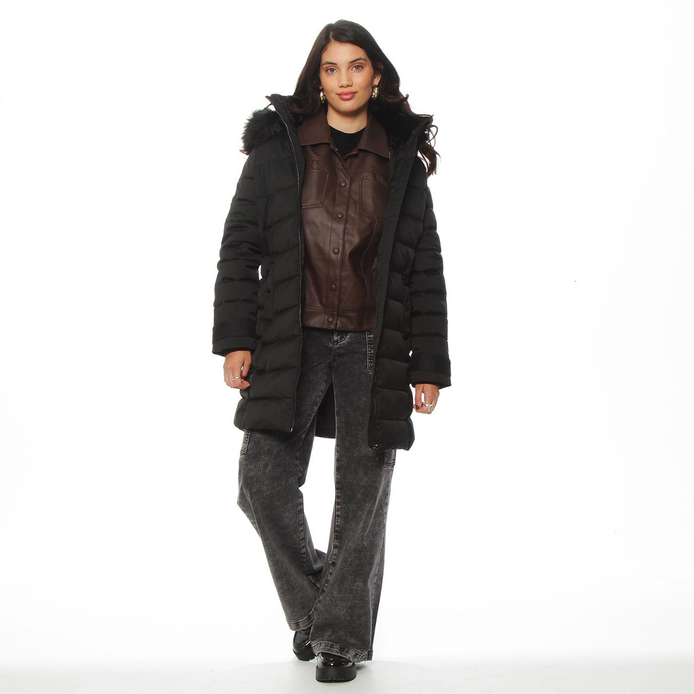 Parka Larga Con Cierre Manga Larga Con Aplicacion En Capucha-6