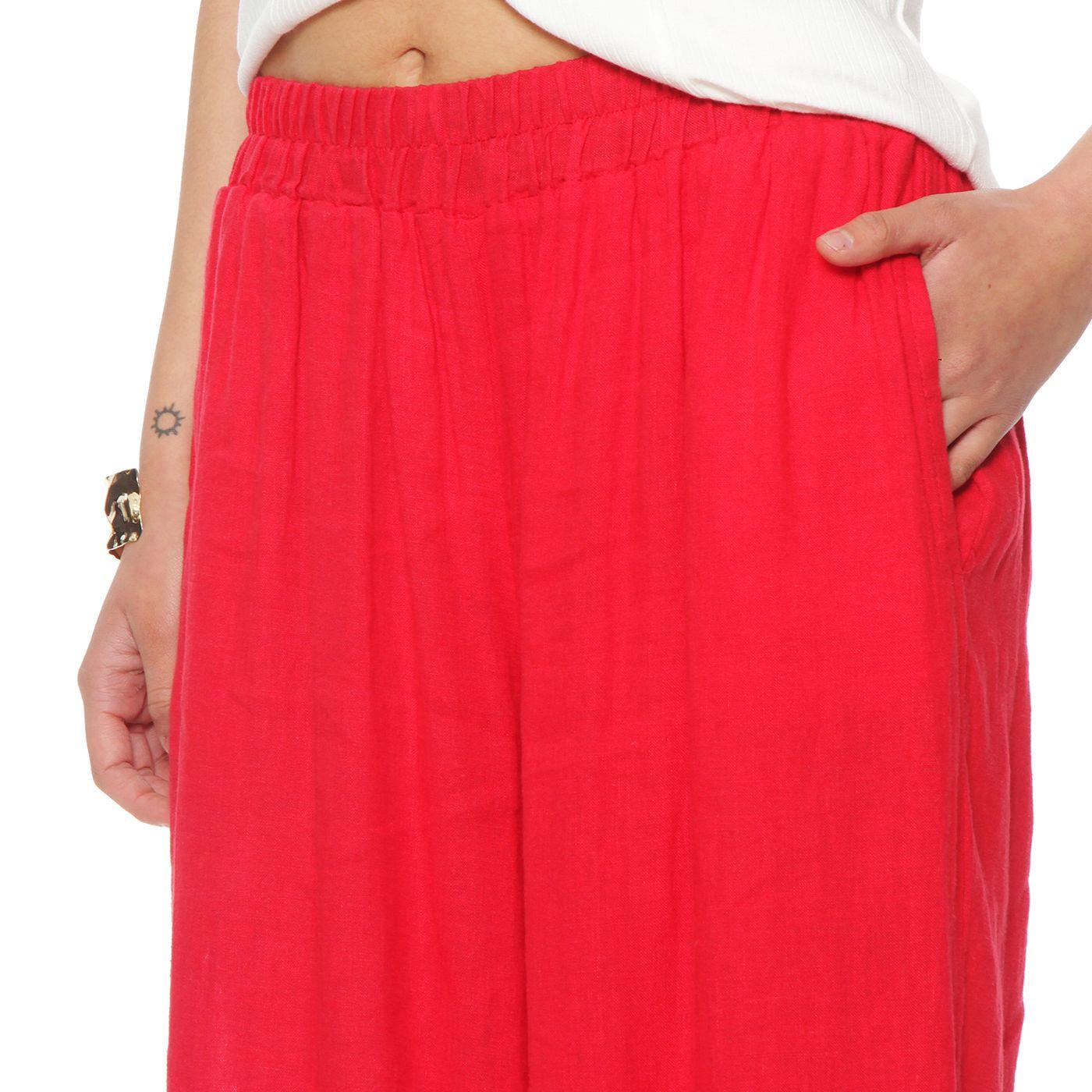 Pantalon Lino  Wide Leg Tiro Alto Pretina Elasticada-1
