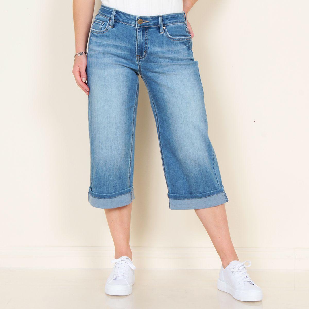 Jeans Crop Tiro Medio Pretina Basica 1 Boton-0