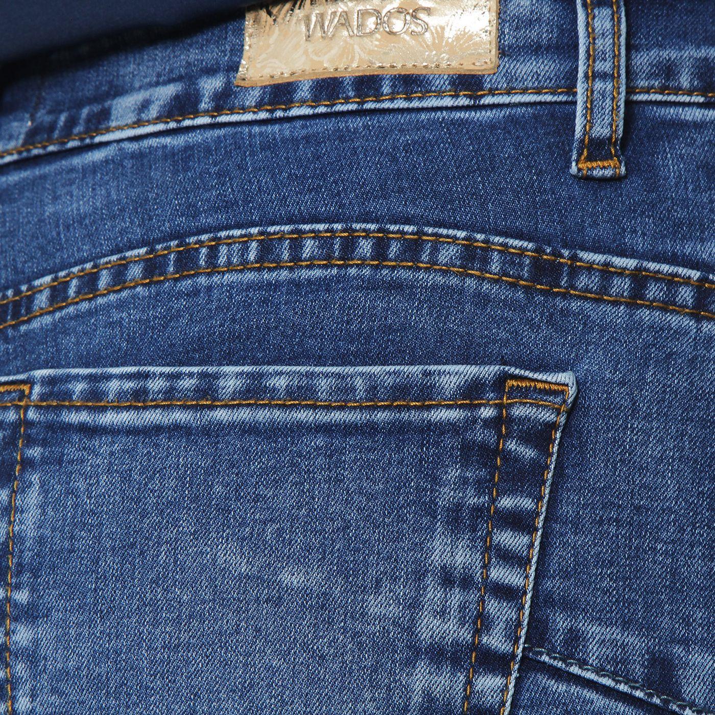 Jeans Flare Tiro Alto Pretina Basica 1 Boton Aplicacion Strass-6