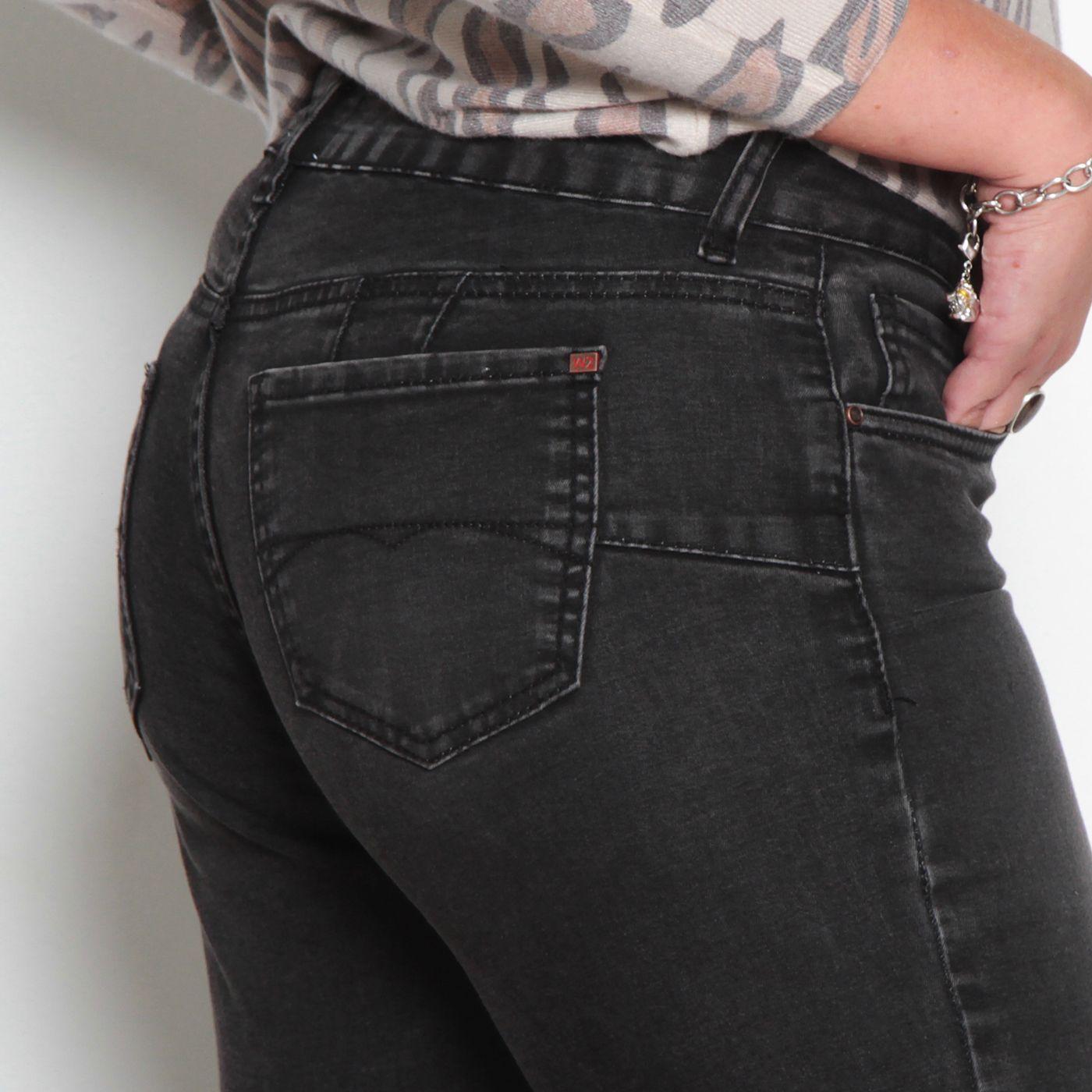 Jeans Tiro Bajo Flare Pretina Un Boton-6