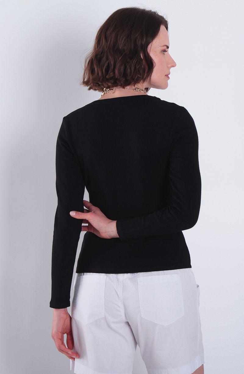 Polera Manga Larga Escote V Rib-2