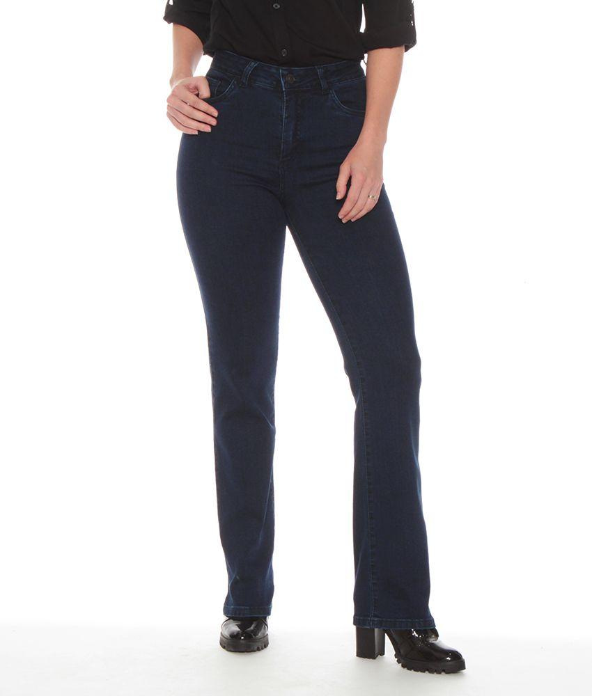 Jeans Recto 1 Boton Tiro Alto Push Up Pretina Basica-0
