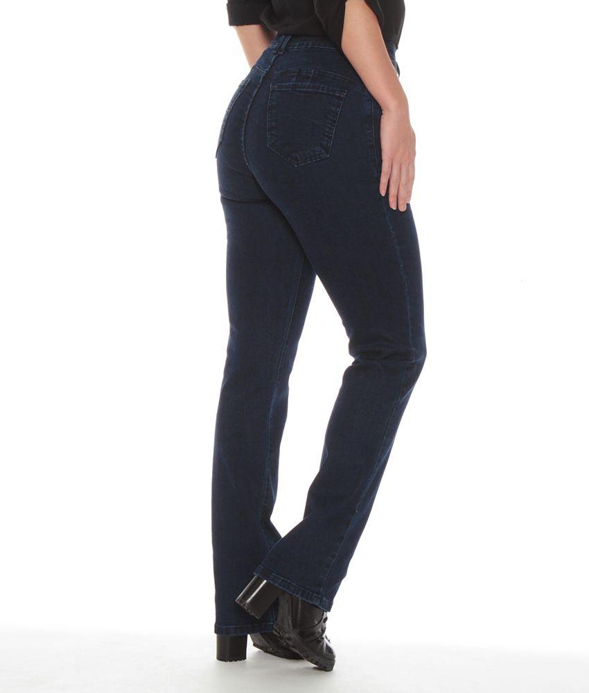 Jeans Recto 1 Boton Tiro Alto Push Up Pretina Basica-1