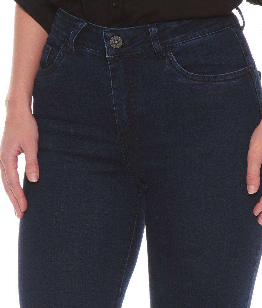 Jeans Recto 1 Boton Tiro Alto Push Up Pretina Basica-2