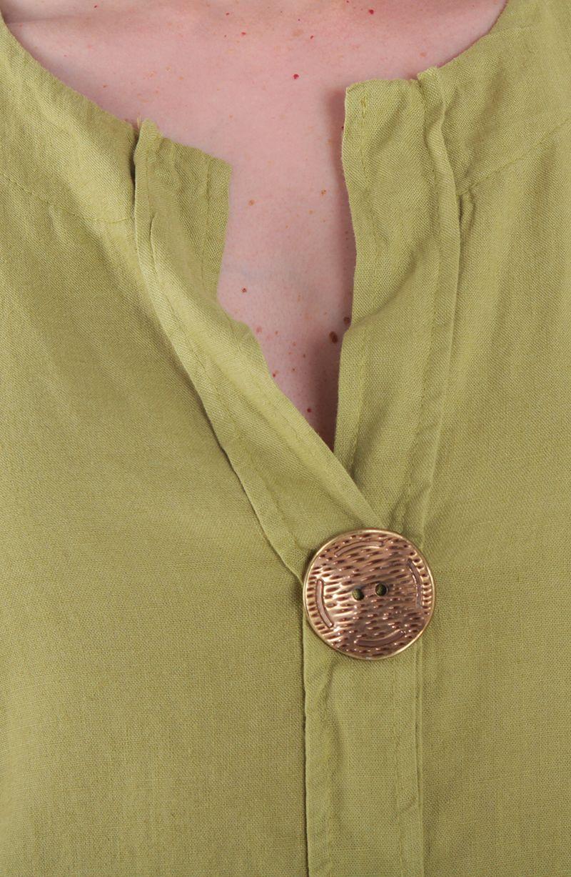 Blusa Lino Manga 3/4 Escote V Con 1 Boton-5