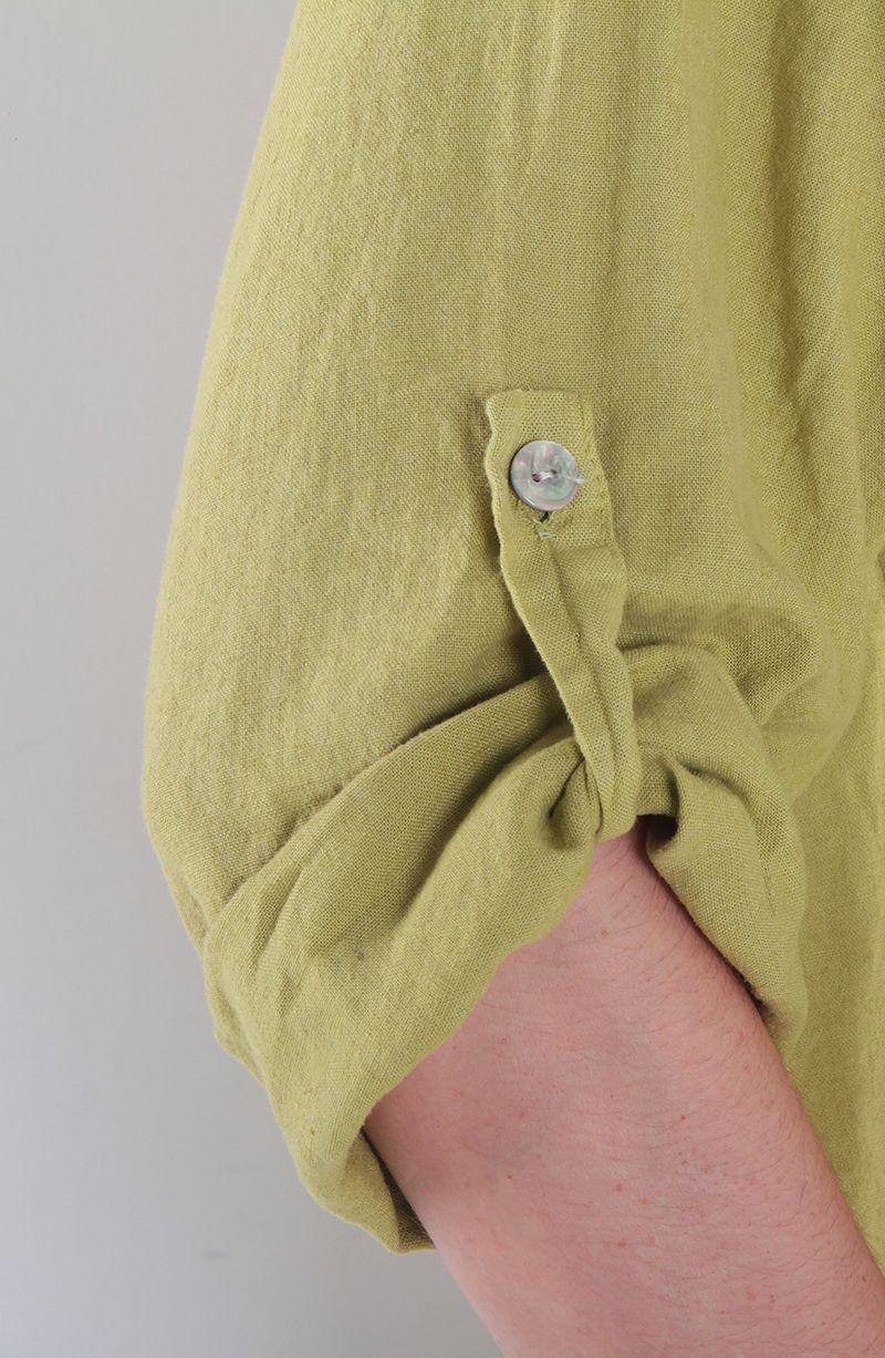 Blusa Lino Manga 3/4 Escote V Con 1 Boton-6