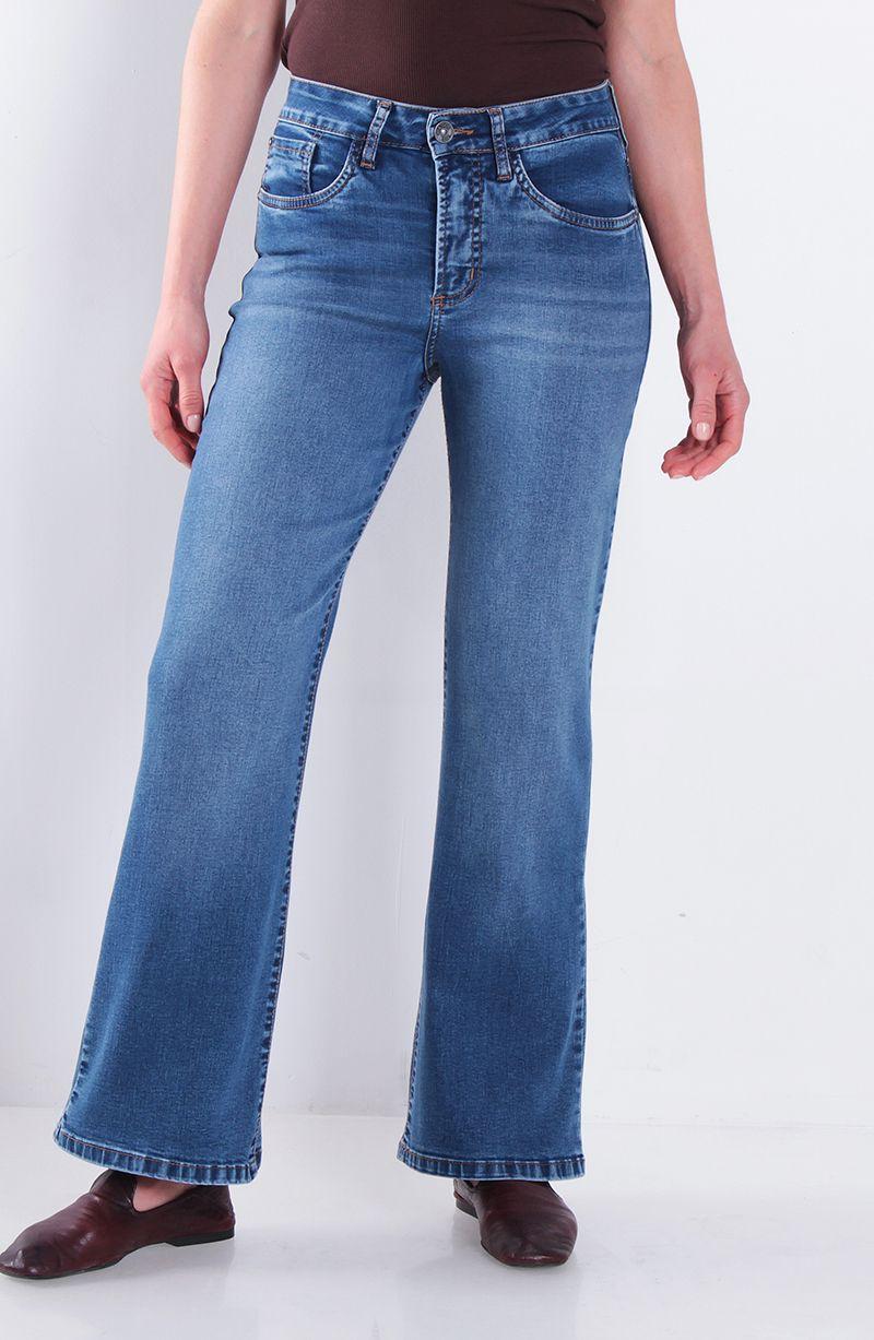 Jeans Recto Tiro Alto Pretina Basica Un Boton-1
