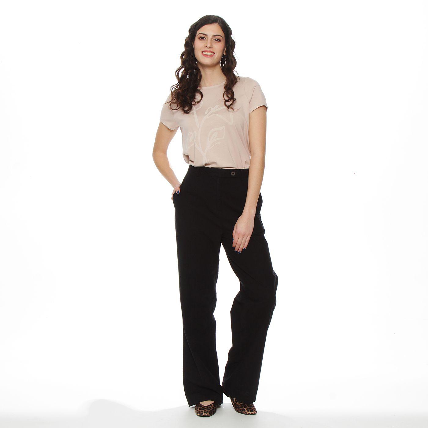 Pantalon Recto  Tiro Alto  Pretina Basica-3
