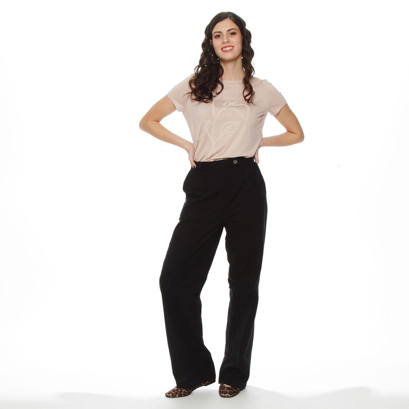 Pantalon Recto  Tiro Alto  Pretina Basica-4