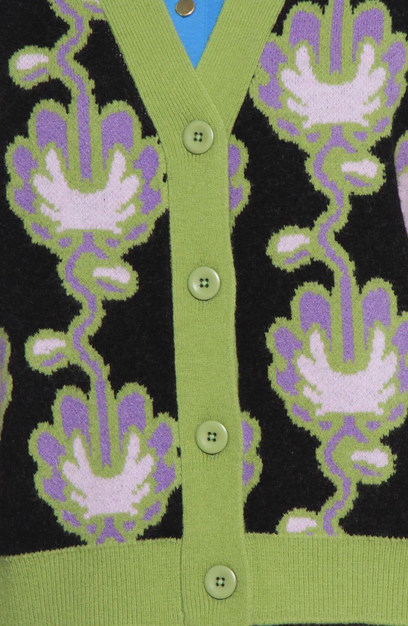 Chaleco Manga Larga Estampado Abotonado   Escote V-3