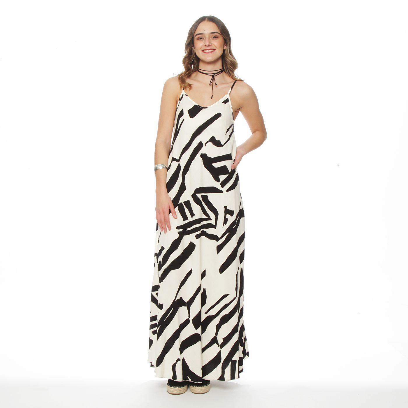Vestido Estampado Sin Manga Bretel Escote V-2
