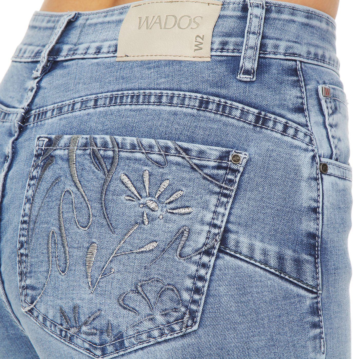 Jeans Flare Tiro Alto Bordado  Pretina Basica 1  Boton Push Up-9