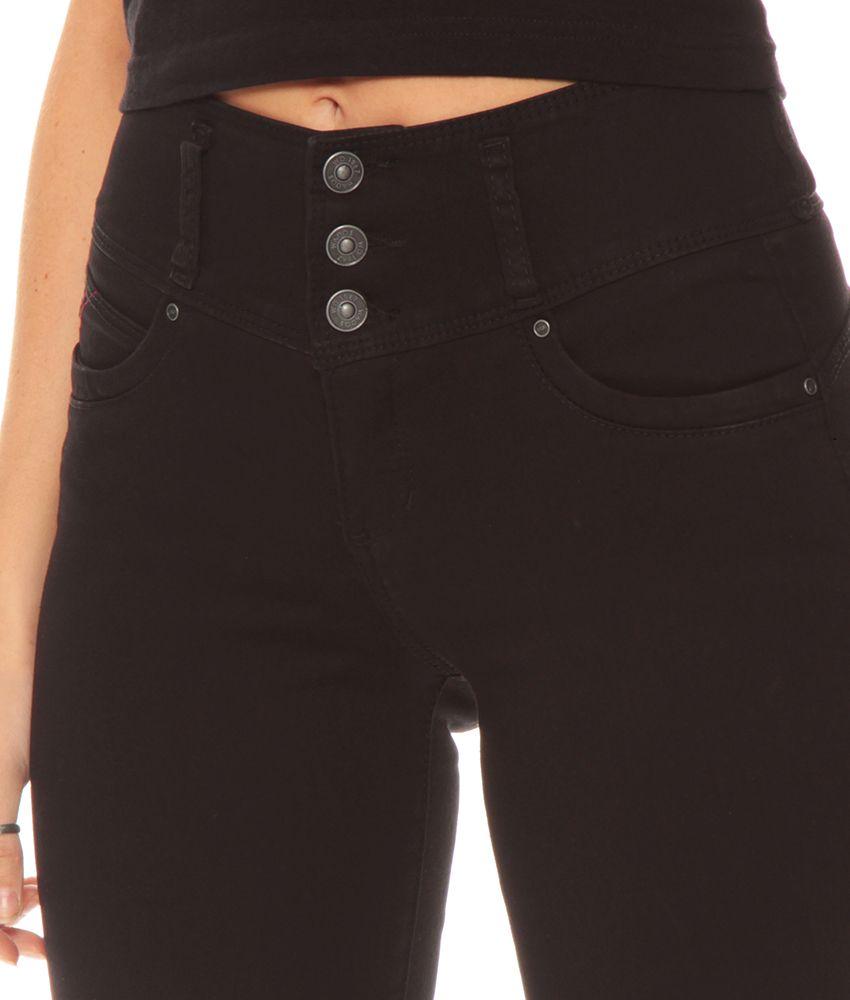 Jeans Slim Escultural Push Up Tiro Alto Pretina Ancha Tres Botones-3