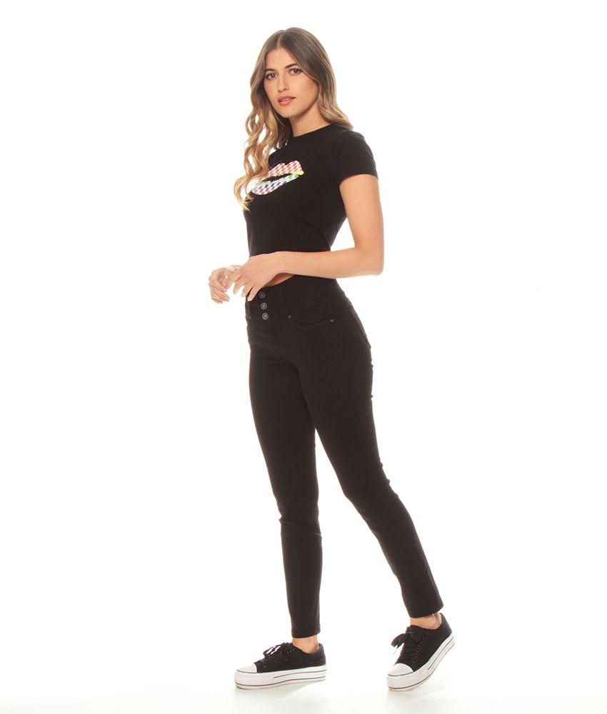 Jeans Slim Escultural Push Up Tiro Alto Pretina Ancha Tres Botones-5