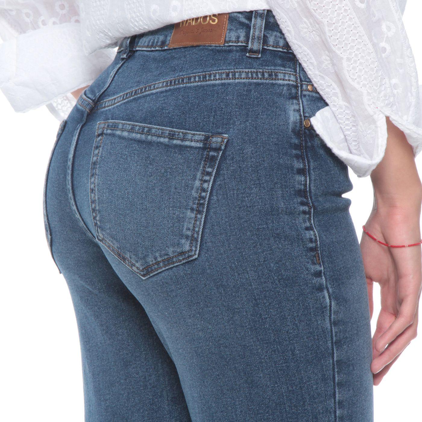 Jeans Recto Tiro Alto Pretina Basica 1 Boton Basta Roll Up-1