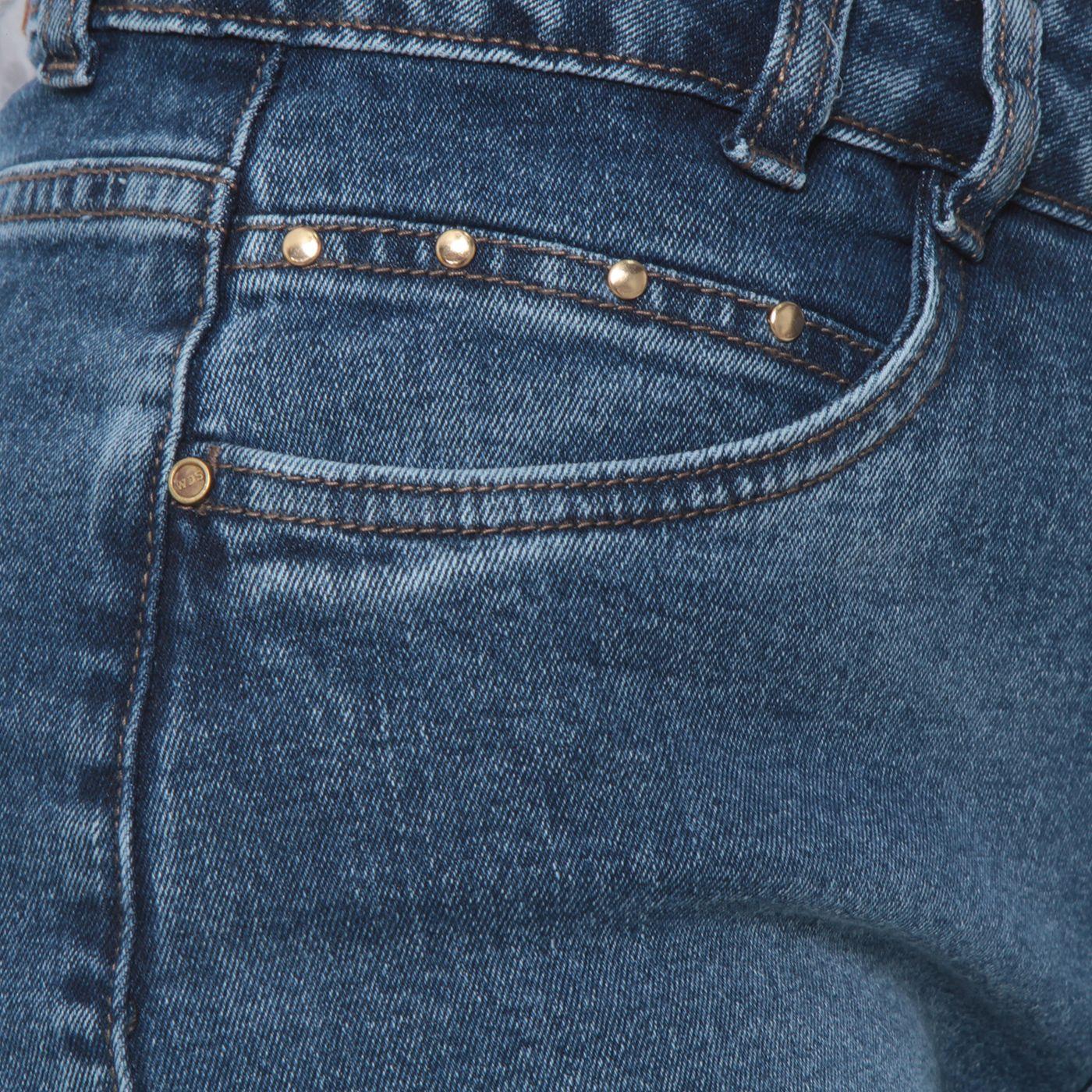 Jeans Recto Tiro Alto Pretina Basica 1 Boton Basta Roll Up-4