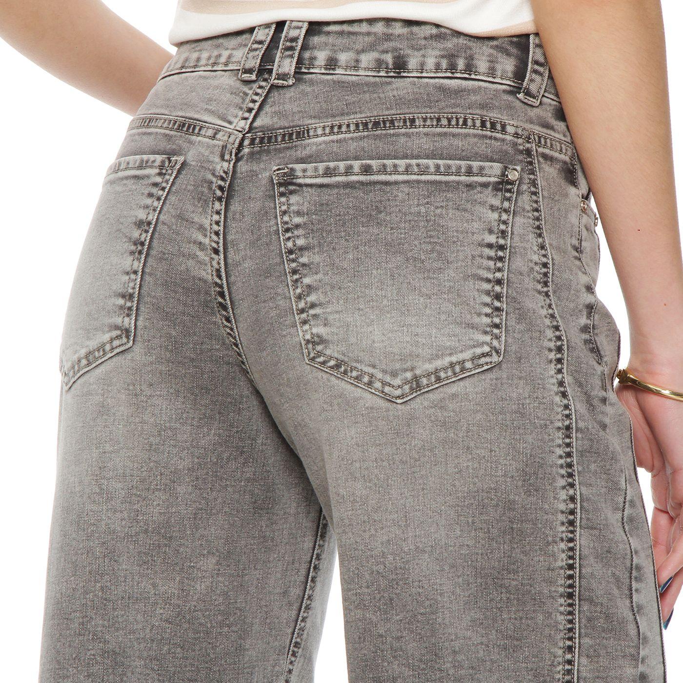 Jeans Wide Leg Tiro Alto Costadillos  Pretina Basica 1 Boton-5