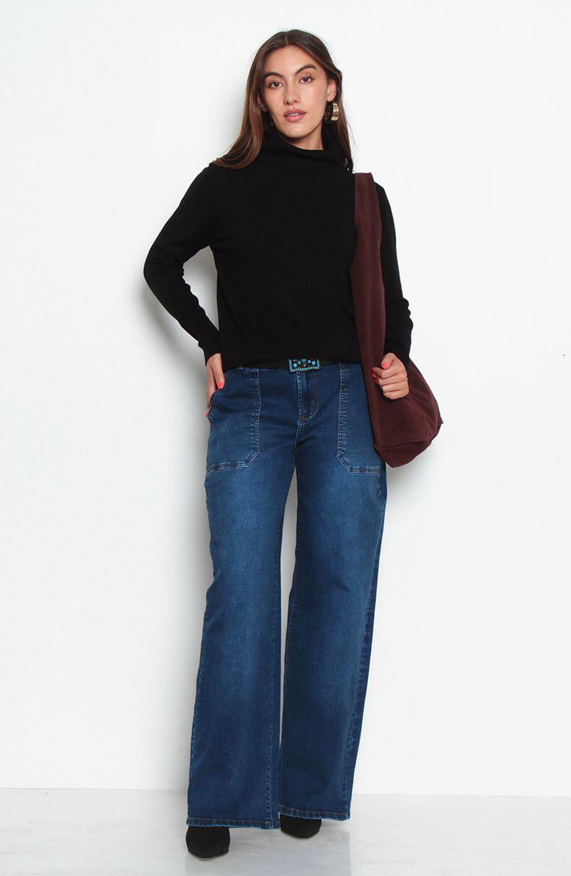 Jeans Cargo Recto Basico Pretina Media  Dos Botones-7