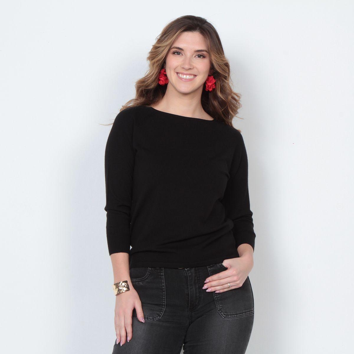 Sweater Manga 3/4 Escote Bote-0