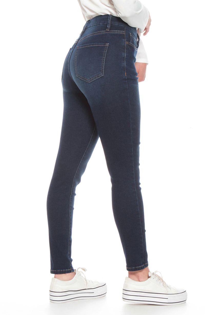 Jeans Slim Tiro Alto Pretina Basica 1 Boton-4
