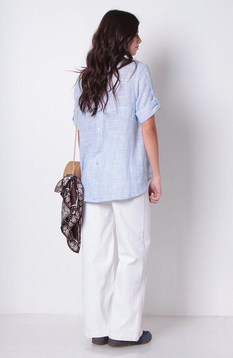 Blusa Manga 3/4 Abotonada En Delantero-5