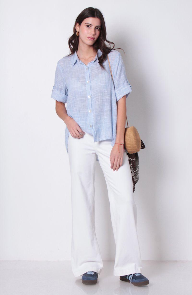 Blusa Manga 3/4 Abotonada En Delantero-6