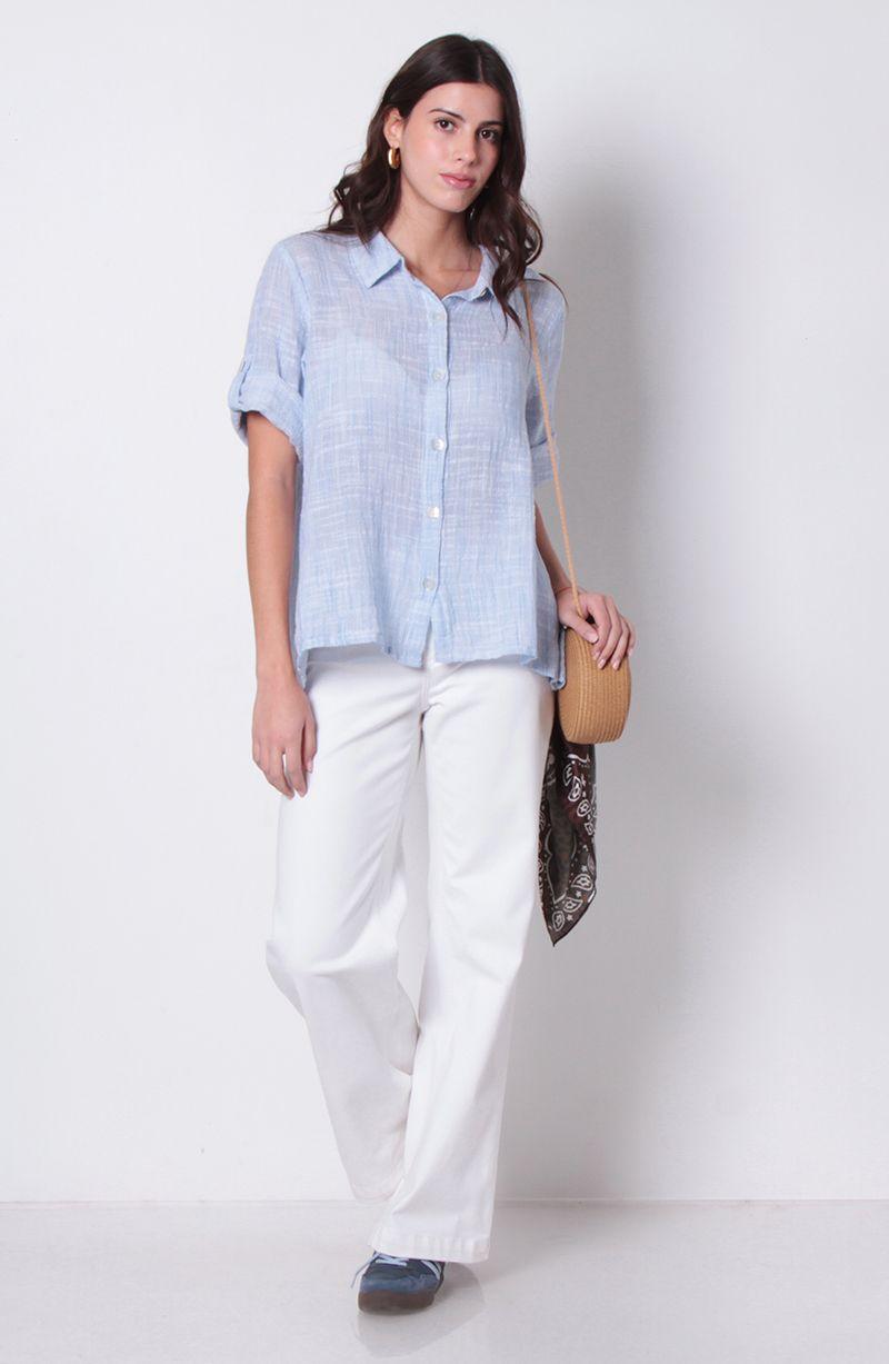 Blusa Manga 3/4 Abotonada En Delantero-7