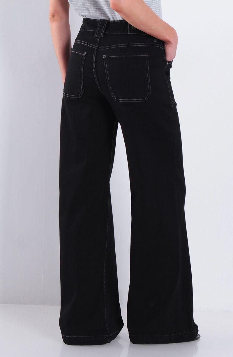 Jeans Wide Cargo Tiro Medio Pretina Basica Un Boton-2