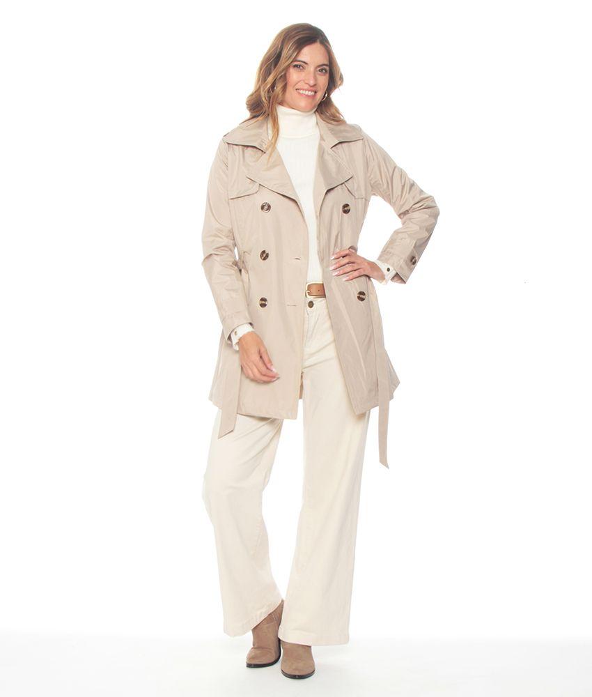 Trench Manga Larga  Con Lazo En Cintura-5