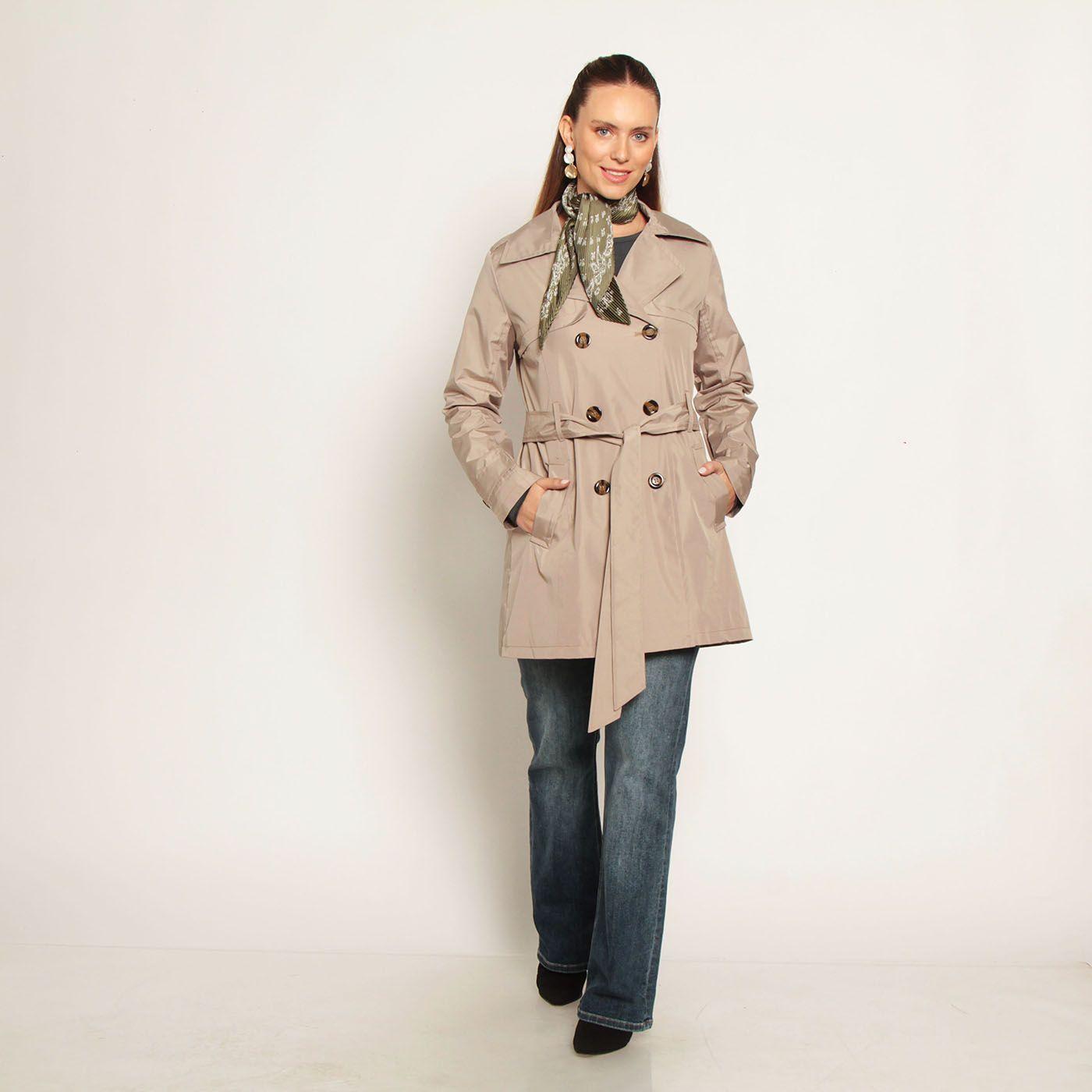 Trench Manga Larga  Con Lazo En Cintura-5