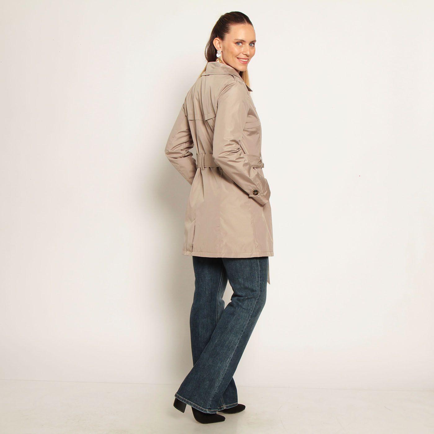 Trench Manga Larga  Con Lazo En Cintura-8