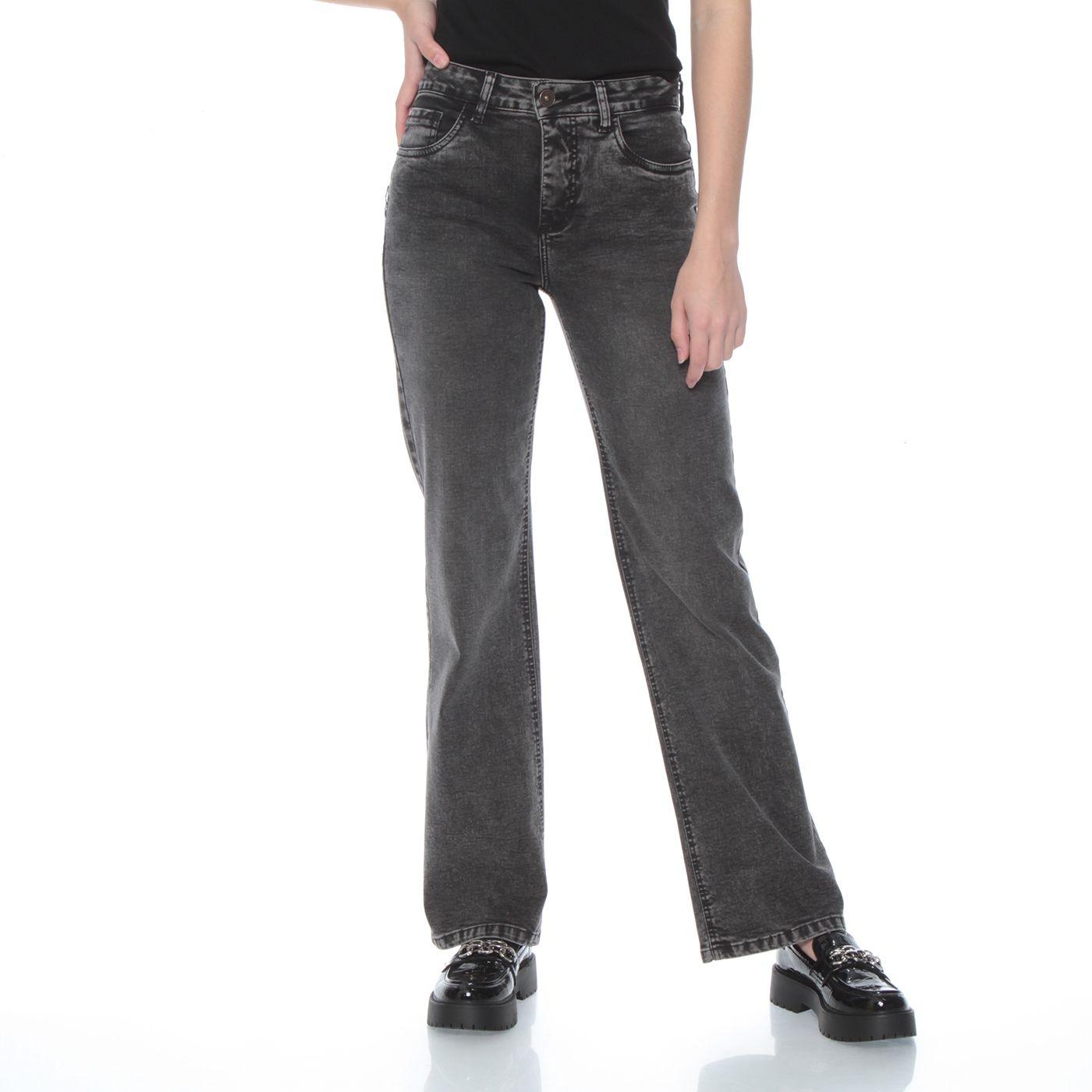 Jeans Recto Tiro  1 Boton Alto Pretina Basica-0