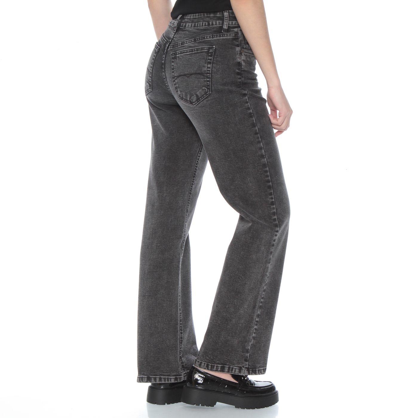 Jeans Recto Tiro  1 Boton Alto Pretina Basica-1