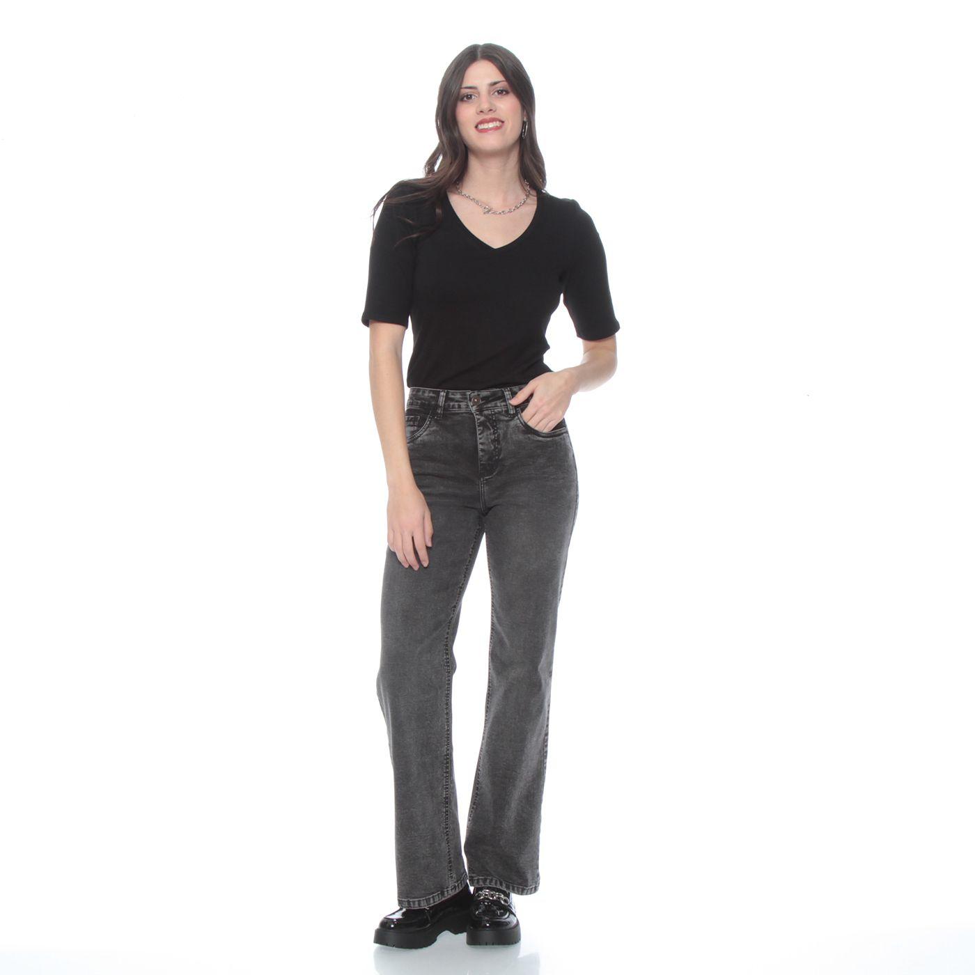 Jeans Recto Tiro  1 Boton Alto Pretina Basica-2