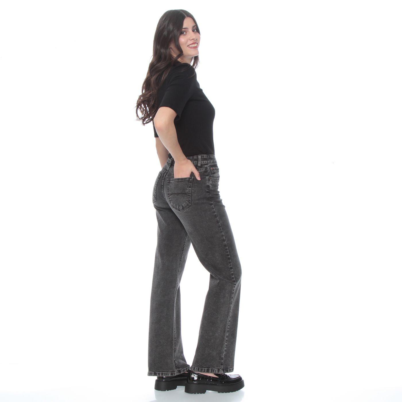 Jeans Recto Tiro  1 Boton Alto Pretina Basica-7