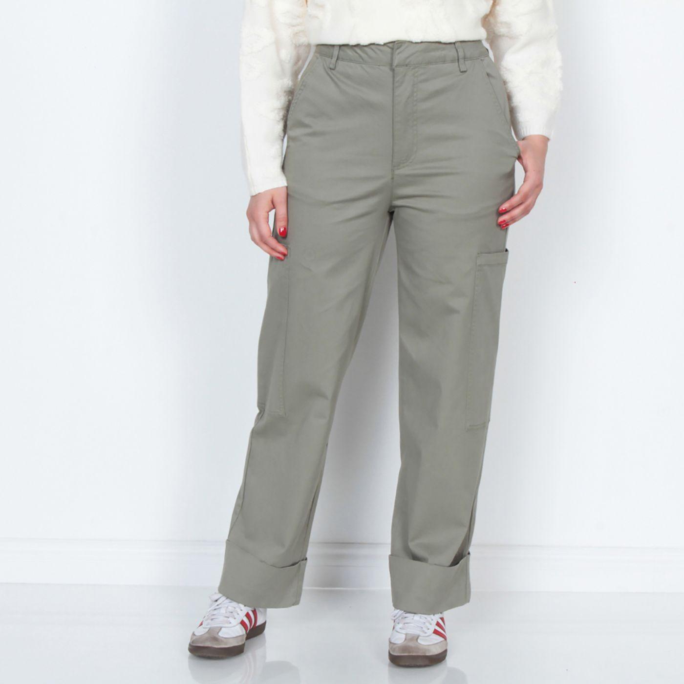 Pantalon Wados Cargo Tiro Alto Pretina Basica Con Basta Doblada-0