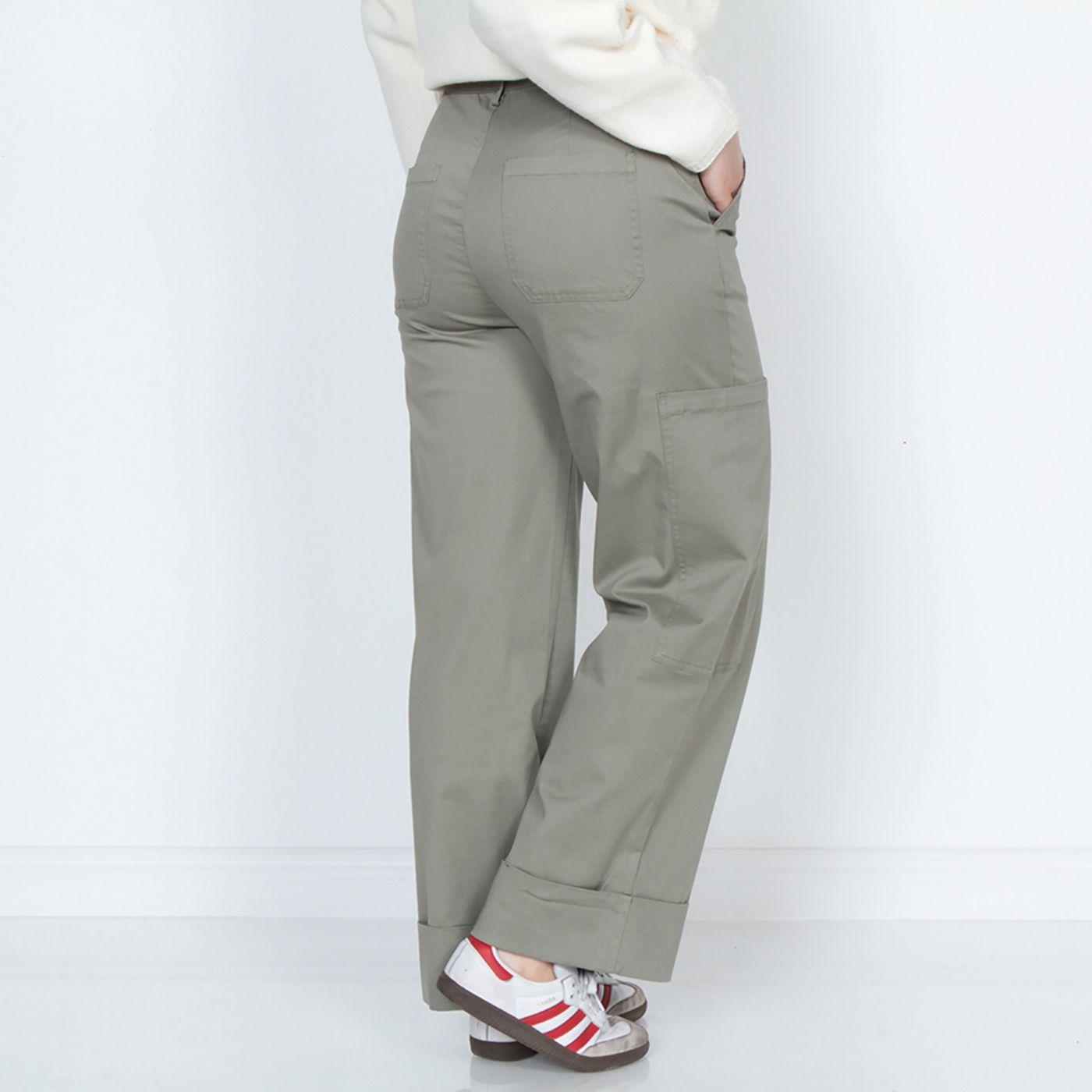 Pantalon Wados Cargo Tiro Alto Pretina Basica Con Basta Doblada-2