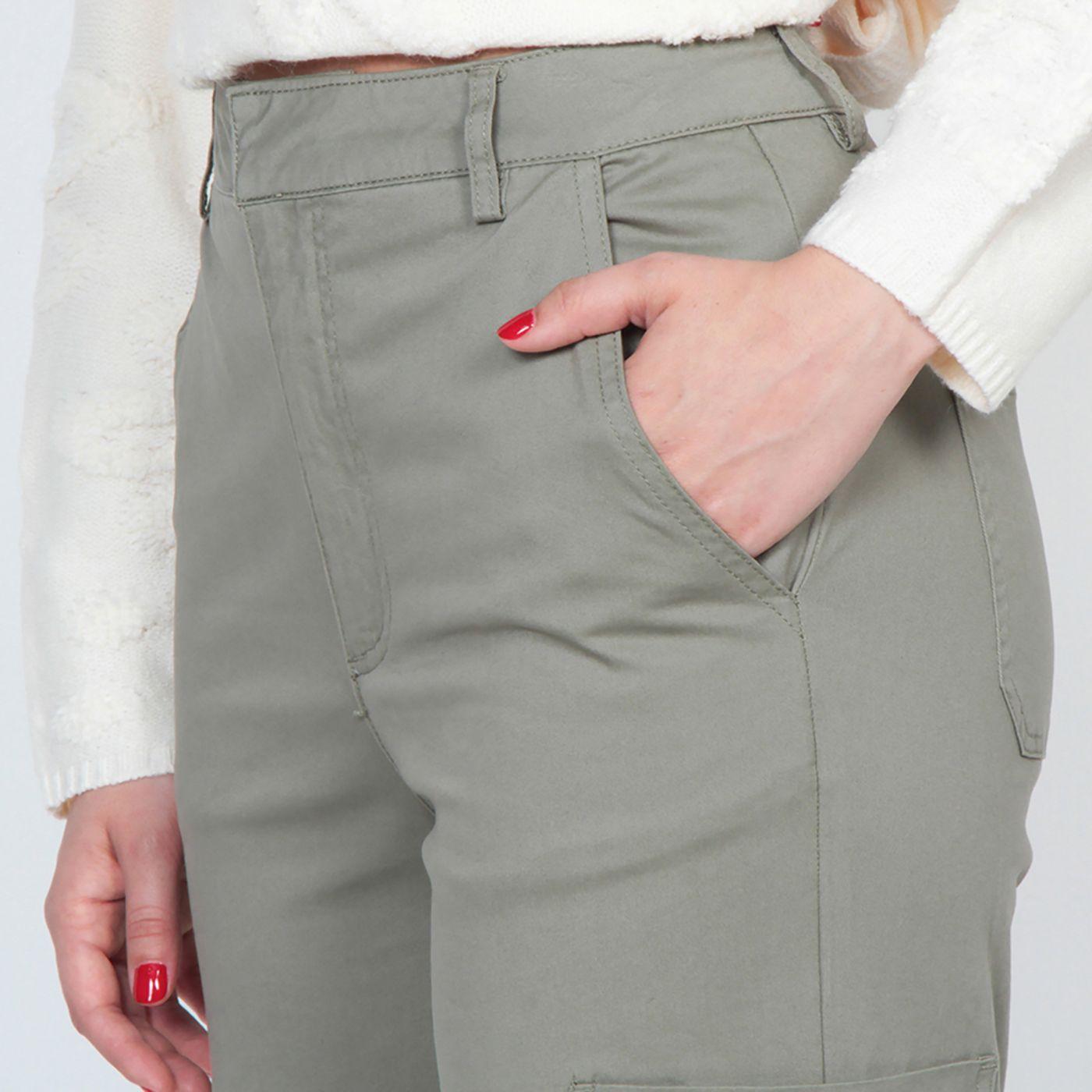 Pantalon Wados Cargo Tiro Alto Pretina Basica Con Basta Doblada-3
