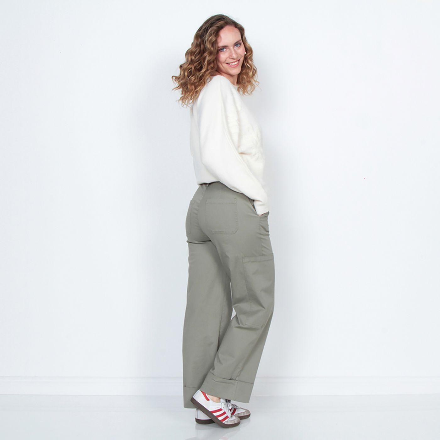 Pantalon Wados Cargo Tiro Alto Pretina Basica Con Basta Doblada-7