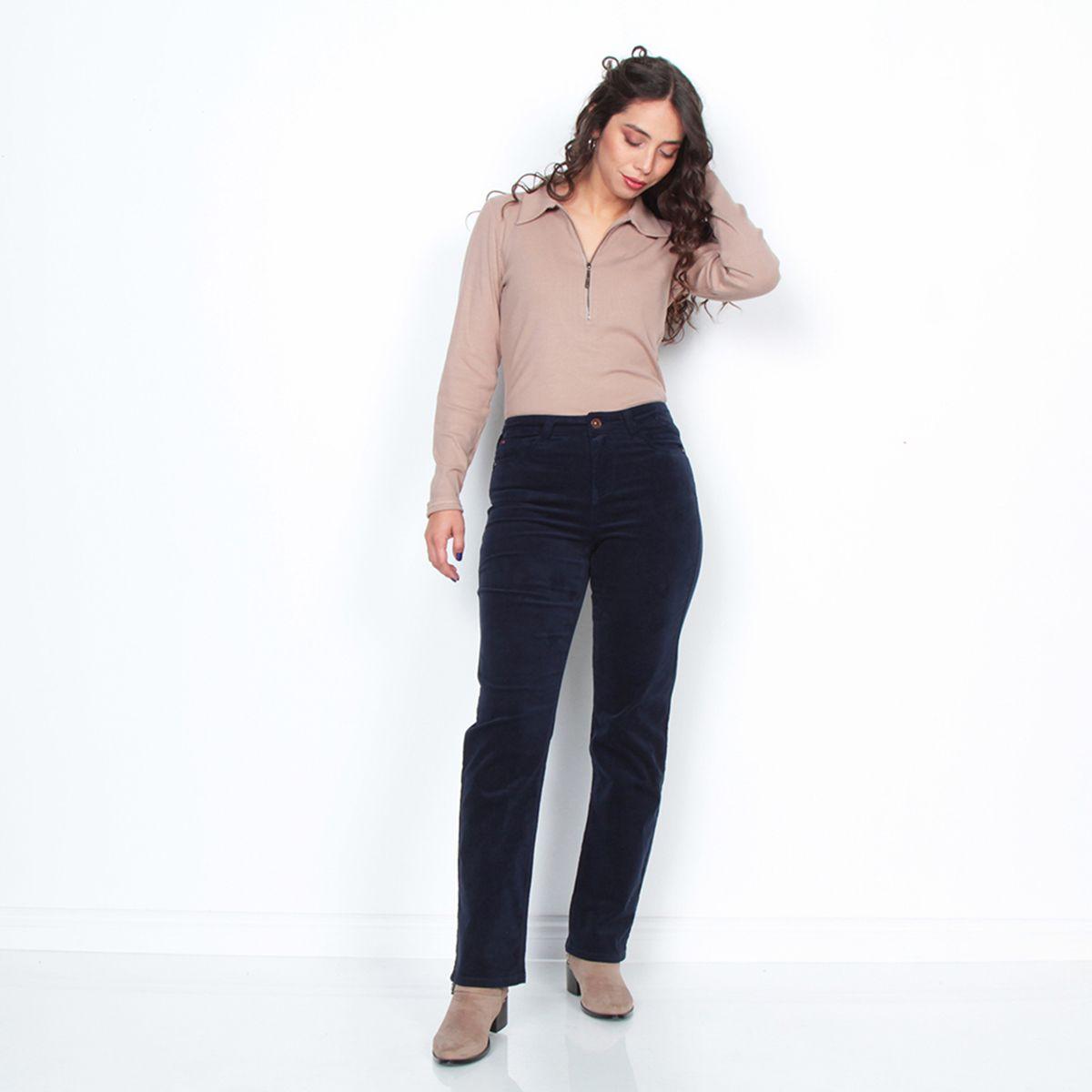 Pantalon Cotele Recto Push In Push Up Pretina  Basica Un Boton-0