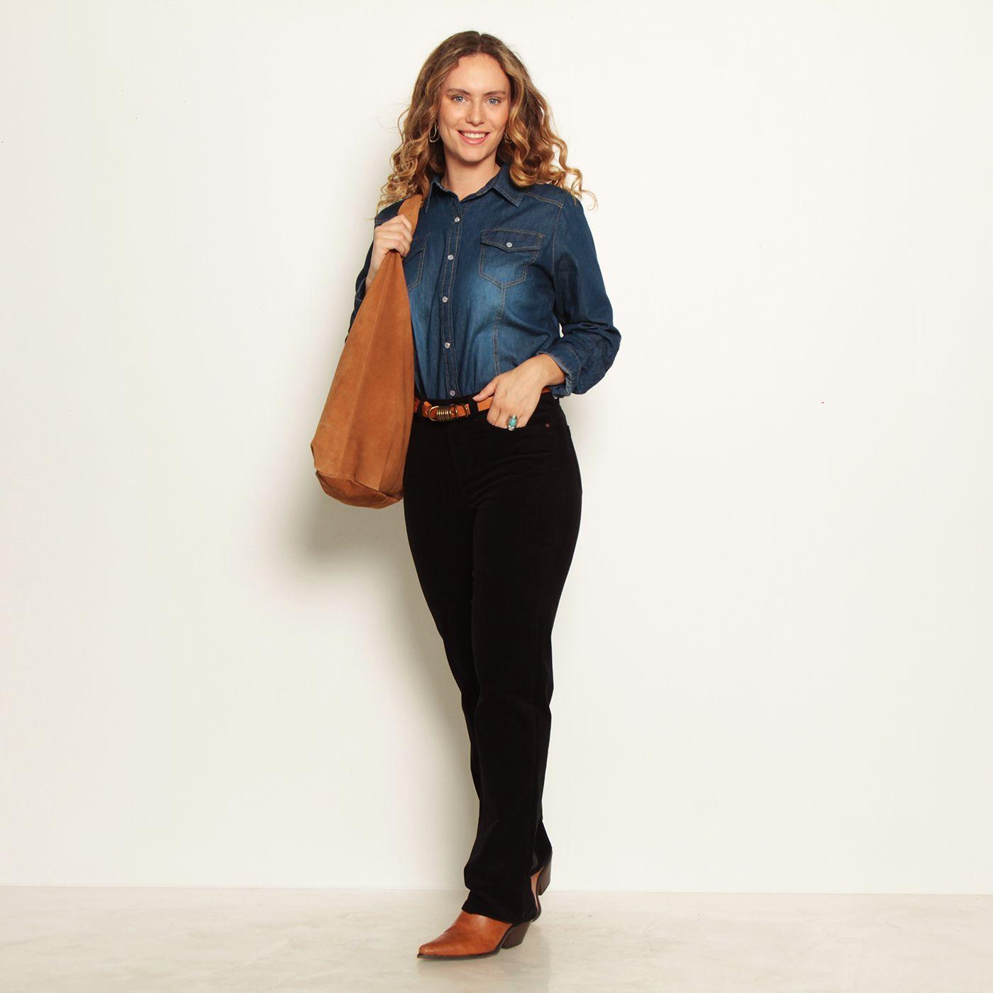 Pantalon Cotele Recto Push In Push Up Pretina  Basica Un Boton-5