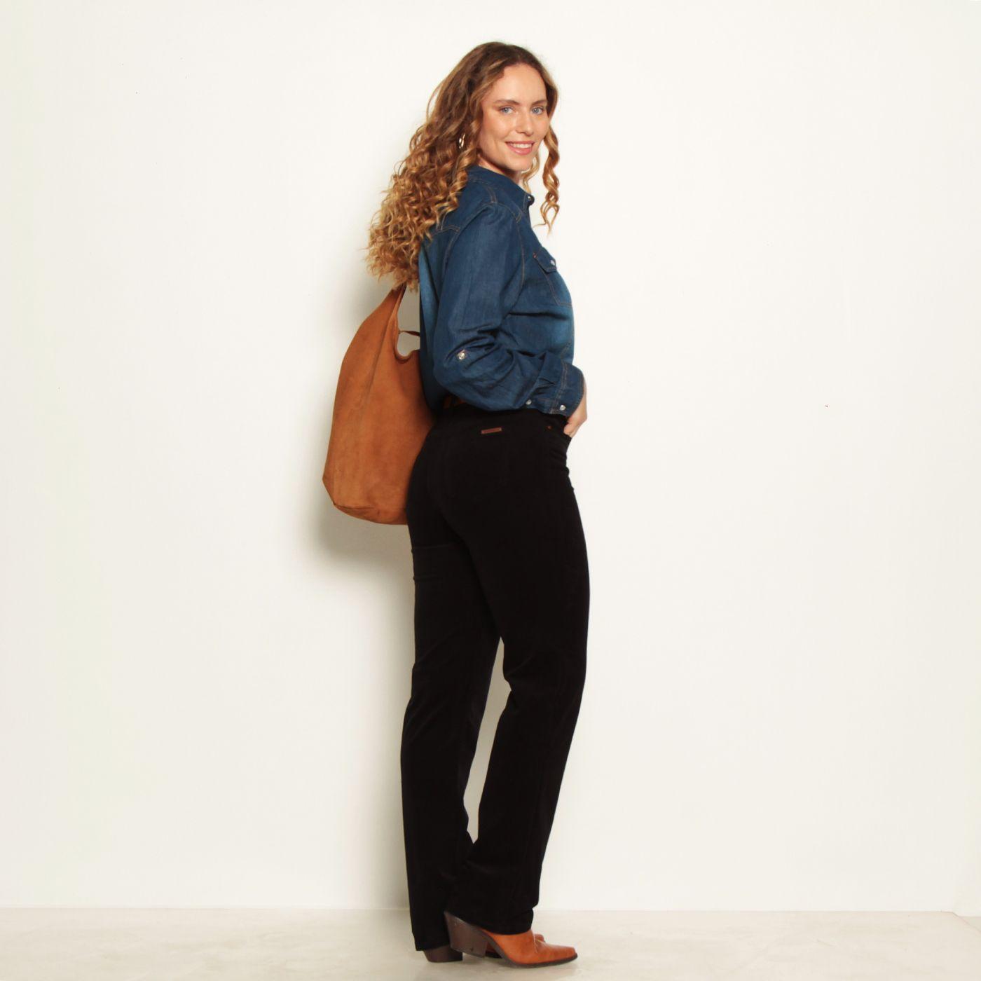 Pantalon Cotele Recto Push In Push Up Pretina  Basica Un Boton-8