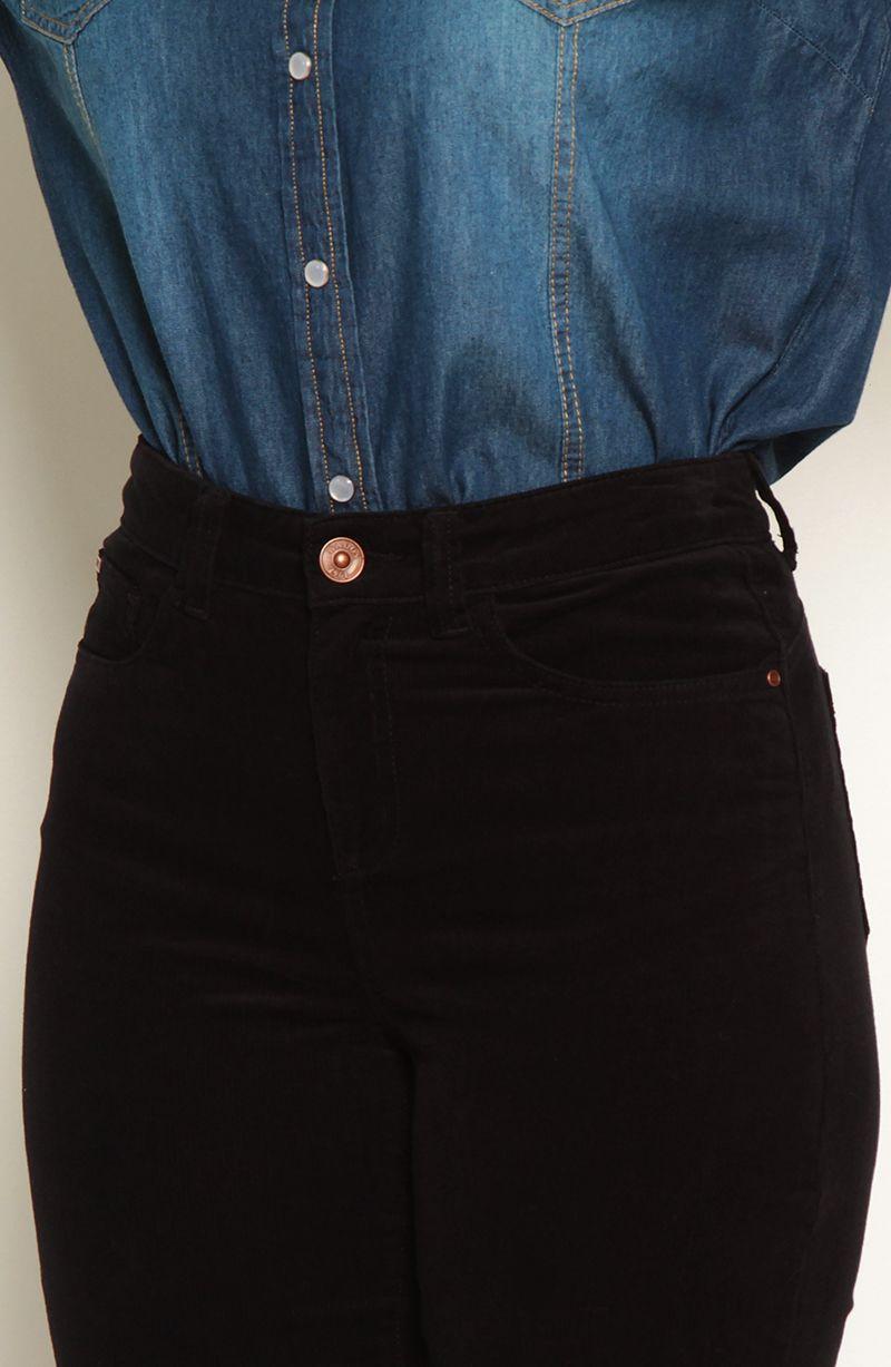 Pantalon Cotele Recto Push In Push Up Pretina  Basica Un Boton-3