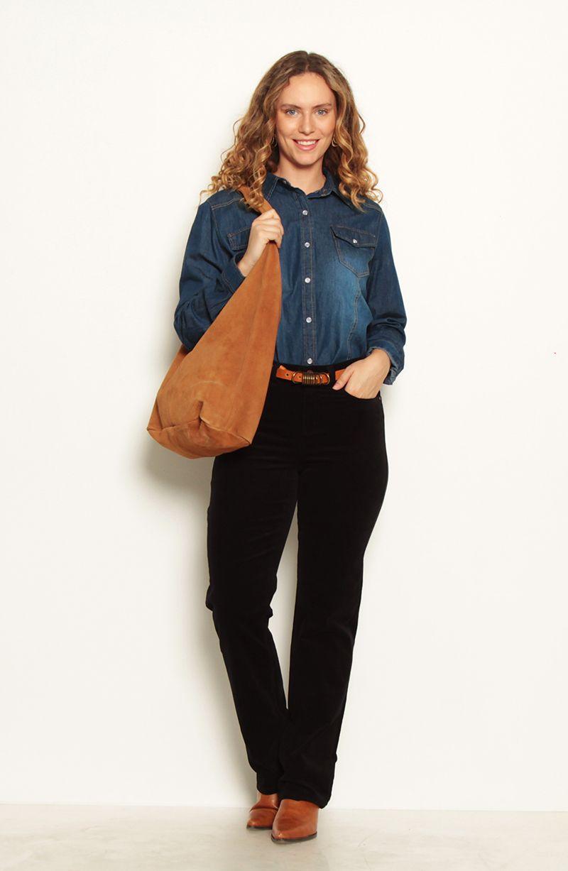 Pantalon Cotele Recto Push In Push Up Pretina  Basica Un Boton-9