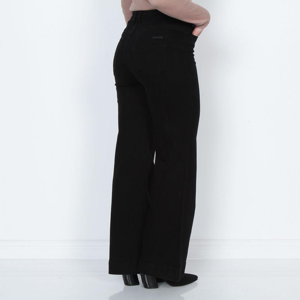 Jeans Wide Leg Tiro Alto Pretina Basica-5