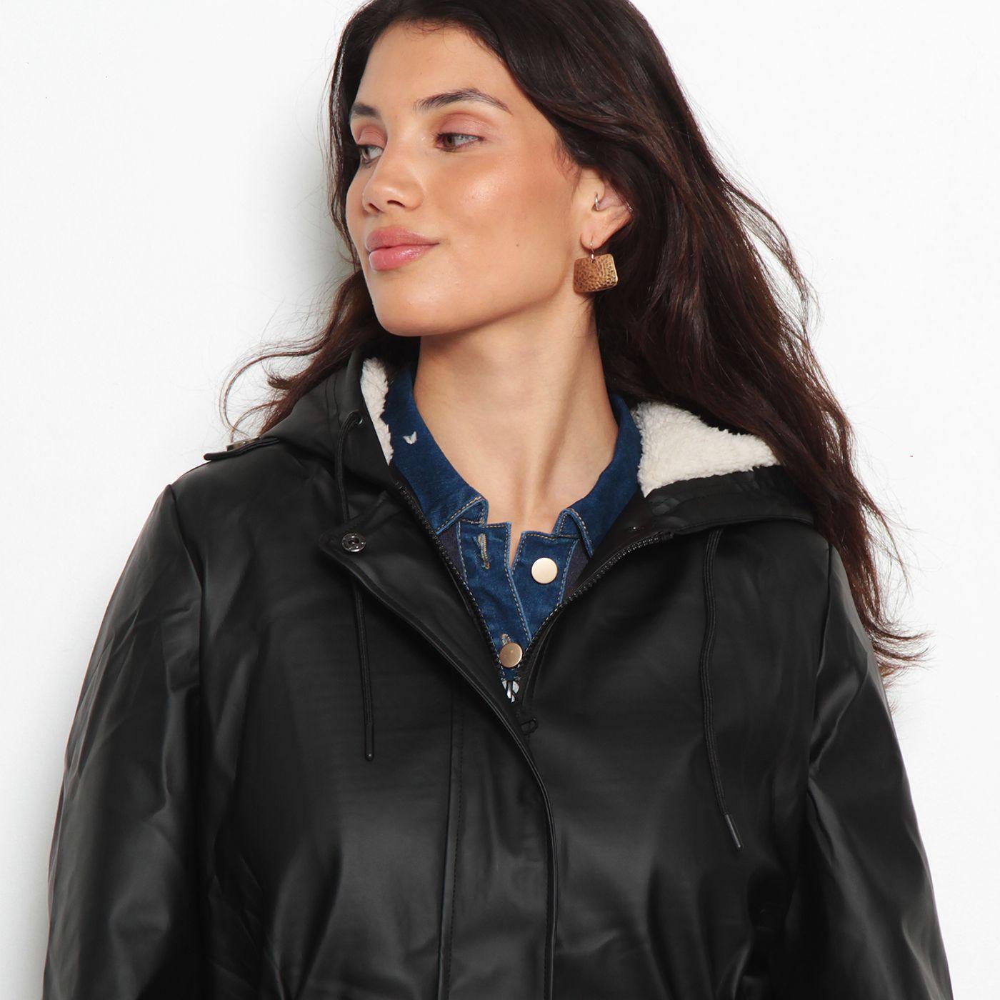 Chaqueta Manga Larga Con Capucha Cintura Ajustable Y Bolsillos-2