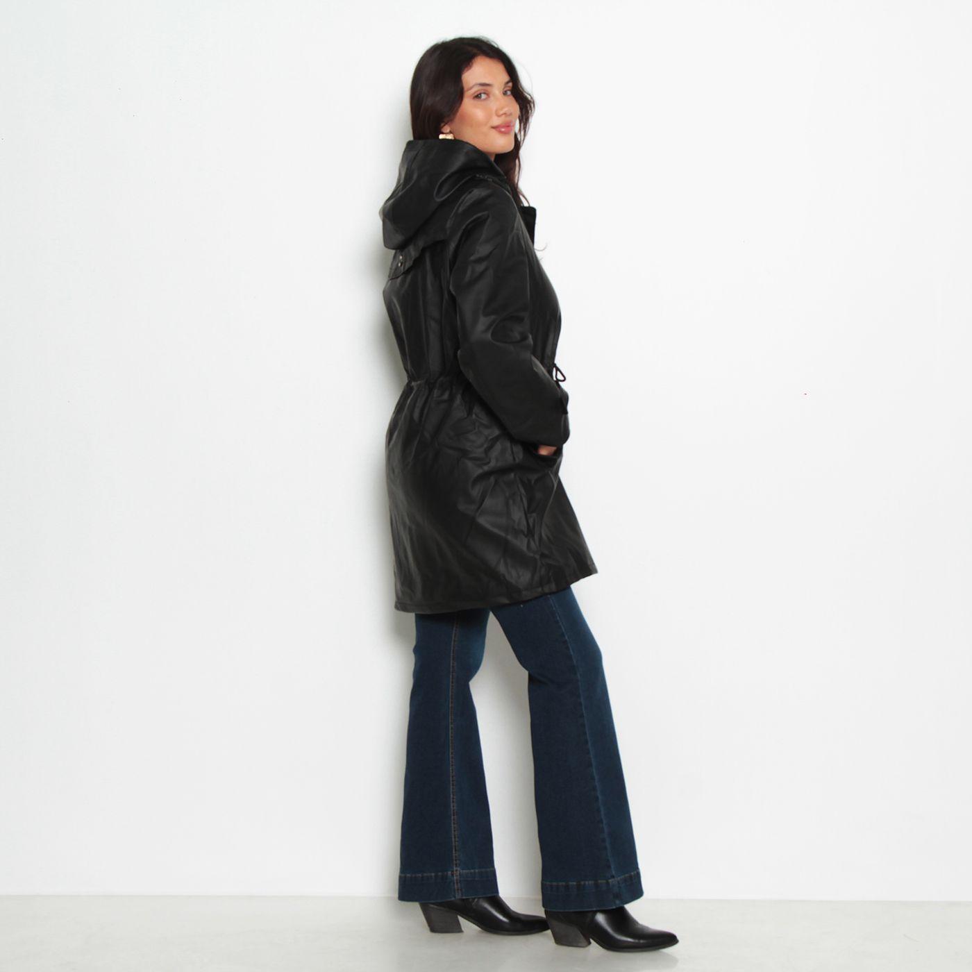 Chaqueta Manga Larga Con Capucha Cintura Ajustable Y Bolsillos-4