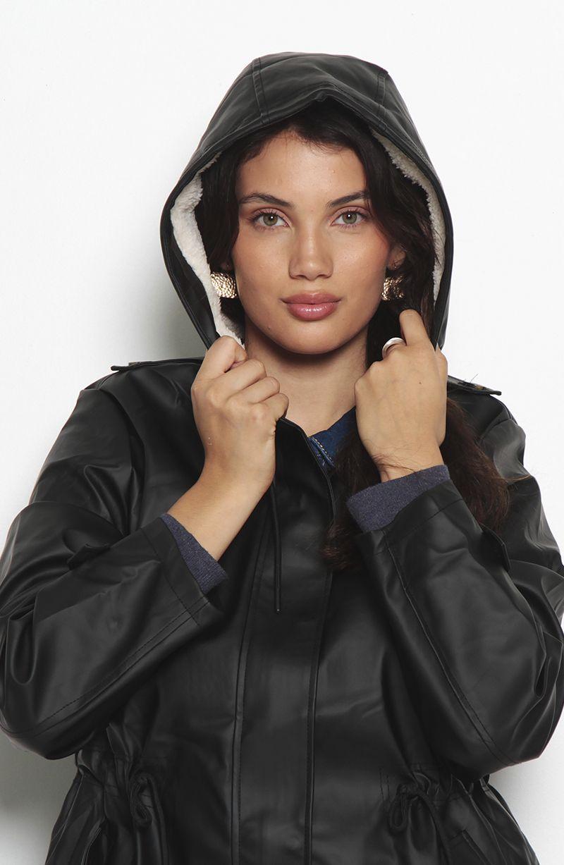 Chaqueta Manga Larga Con Capucha Cintura Ajustable Y Bolsillos-3