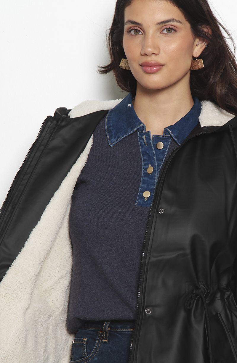 Chaqueta Manga Larga Con Capucha Cintura Ajustable Y Bolsillos-6